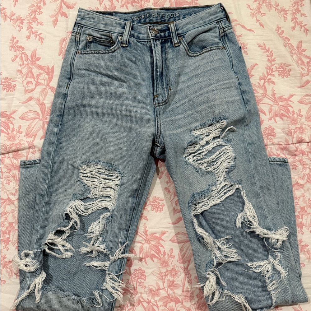 American Eagle Outfitters Blue Boyfriend Jeans Distressed